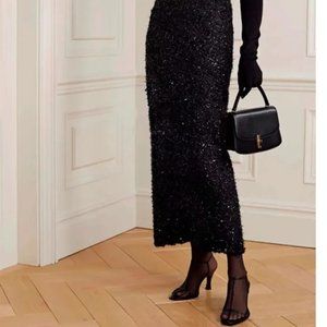 Wool mid-length skirt